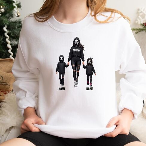 Horror Halloween Character MAMA Family Sweatshirt, Halloween Killer Mama Sweatshirt, Personalized Halloween Horror Mama Hoodie, Tee, V Neck in Saudi Arabia