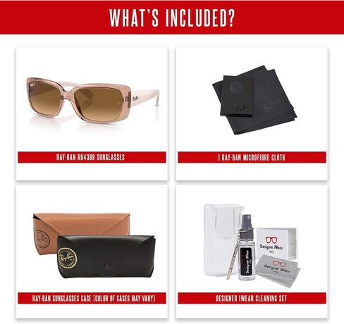 Ray-Ban RB4389 Square Sunglasses for Women +BUNDLE with ACCESSORY EYEWEAR KIT in Saudi Arabia