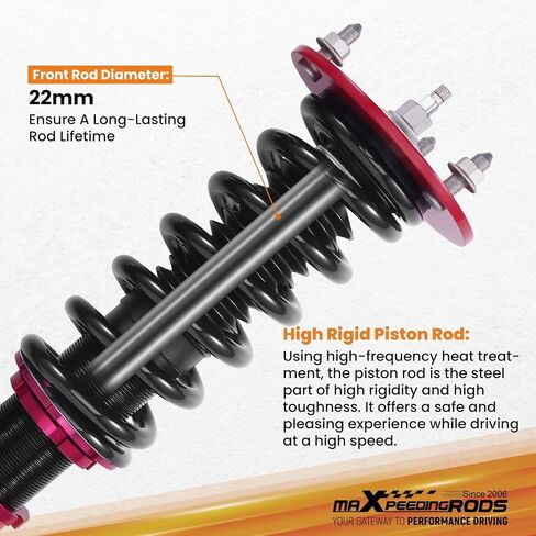 maxpeedingrods Coilovers لسيارة Lexus LS400 XF10 1990-1994، لسيارة Toyota Celsior 1990-1994، طقم تعليق Coilovers قابل للتعديل بـ 24 مستوى، دعامات امتصاص الصدمات قابلة للتعديل للارتفاع، طقم خفض، أحمر in Saudi Arabia