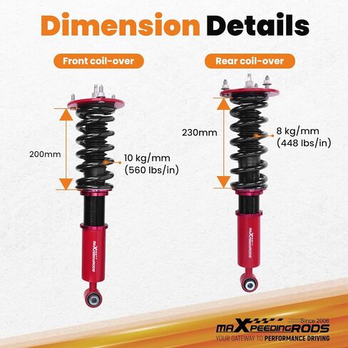 maxpeedingrods Coilovers لسيارة Lexus LS400 XF10 1990-1994، لسيارة Toyota Celsior 1990-1994، طقم تعليق Coilovers قابل للتعديل بـ 24 مستوى، دعامات امتصاص الصدمات قابلة للتعديل للارتفاع، طقم خفض، أحمر in Saudi Arabia