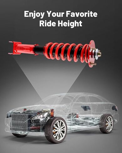 كويلوفيرس الطاقة الشريرة متوافقة مع كرايسلر 300C RWD 2005-2010، طقم تعليق كويلوفيرس، طقم خفض الارتفاع قابل للتعديل لركوب مريح، أحمر in Saudi Arabia