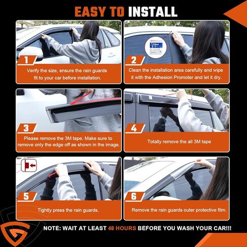 Rain Guards Fit for Honda Civic Sedan LX Sport Touring EX-L 2016 2017 2018 2019 2020 2021, Durable Tape-on Civic Side Window Visors, Window Deflectors, Vent Visor Deflector, Rain Visors, 6 pcs in Kuwait