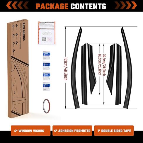 Rain Guards Fit for Honda Civic Sedan LX Sport Touring EX-L 2016 2017 2018 2019 2020 2021, Durable Tape-on Civic Side Window Visors, Window Deflectors, Vent Visor Deflector, Rain Visors, 6 pcs in Kuwait