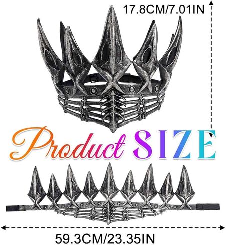 BARTOSI Gothic Crown Headband Evil Queen Headpiece Halloween Costume Hair Accessories for Women and Men in Kuwait