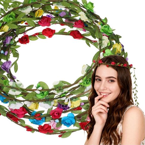 9 قطع من أغطية الرأس الزهرية، تيجان الزهور الملونة المتنوعة للنساء والفتيات، إكليل إكليل من الزهور البوهيمية لحفلات الجنيات وحفلات الزفاف والمهرجانات والعطلات in Kuwait