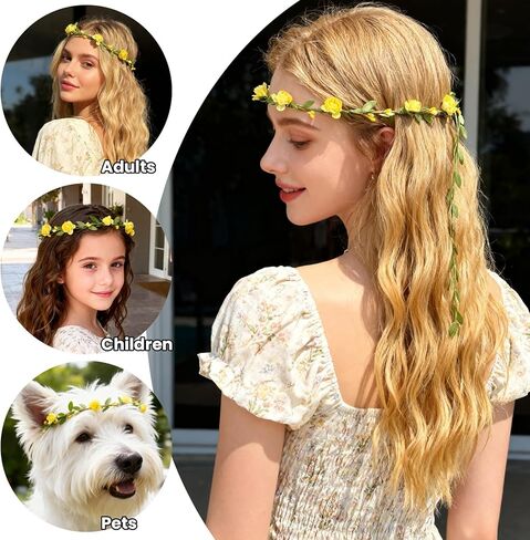 9 قطع من أغطية الرأس الزهرية، تيجان الزهور الملونة المتنوعة للنساء والفتيات، إكليل إكليل من الزهور البوهيمية لحفلات الجنيات وحفلات الزفاف والمهرجانات والعطلات in Kuwait