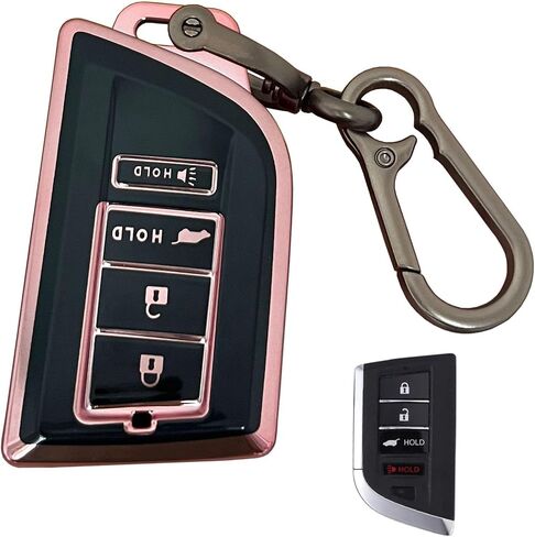 لأنظمة الدخول بدون مفتاح Acura Key Fob Shell مناسبة لـ 2022 2023 2024 Acura MDX RDX 4 أزرار حافظة مفاتيح ذكية (أسود-وردي) in Kuwait