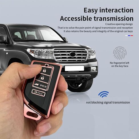 لأنظمة الدخول بدون مفتاح Acura Key Fob Shell مناسبة لـ 2022 2023 2024 Acura MDX RDX 4 أزرار حافظة مفاتيح ذكية (أسود-وردي) in Kuwait
