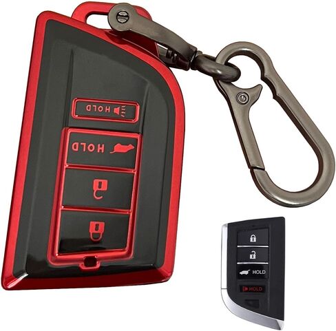 لأنظمة الدخول بدون مفتاح Acura Key Fob Shell مناسبة لـ 2022 2023 2024 Acura MDX RDX 4 أزرار حافظة مفاتيح ذكية (أسود-وردي) in Kuwait