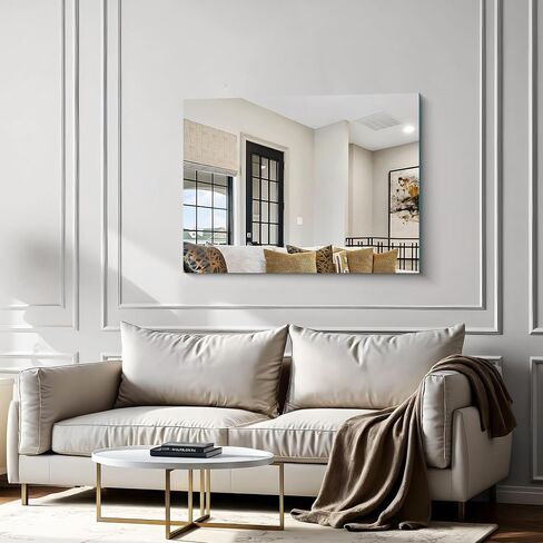 36x48 Inch Frameless Mirror, Frameless Bathroom Mirror for Over Sink, Large Rectangle Mirror for Wall, Upgraded Shatterproof Wall Mount Vanity Mirror for Bedroom, Living Room, Entryway in Saudi Arabia