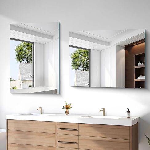 36x48 Inch Frameless Mirror, Frameless Bathroom Mirror for Over Sink, Large Rectangle Mirror for Wall, Upgraded Shatterproof Wall Mount Vanity Mirror for Bedroom, Living Room, Entryway in Saudi Arabia
