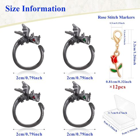 9Pcs Portable Crochet Tension Rings 30Pcs Stitch Markers 6Pcs Large Eye Plastic Sewing Needles with Storage Box,Adjustable Open Crochet Ring for Finger Open Knitting Loops for Sewing Crafts(45 Pack) in Kuwait