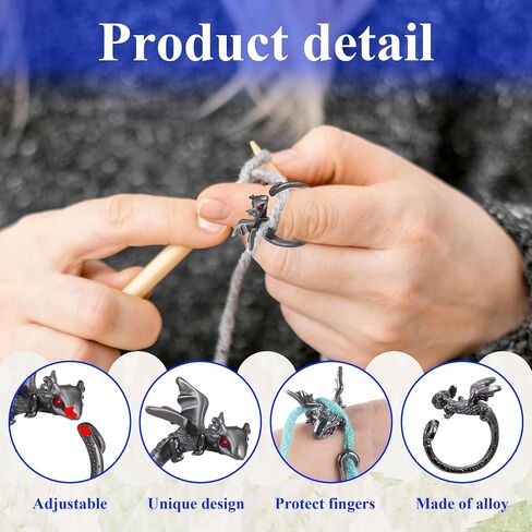 9Pcs Portable Crochet Tension Rings 30Pcs Stitch Markers 6Pcs Large Eye Plastic Sewing Needles with Storage Box,Adjustable Open Crochet Ring for Finger Open Knitting Loops for Sewing Crafts(45 Pack) in Kuwait
