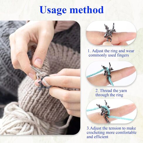 9Pcs Portable Crochet Tension Rings 30Pcs Stitch Markers 6Pcs Large Eye Plastic Sewing Needles with Storage Box,Adjustable Open Crochet Ring for Finger Open Knitting Loops for Sewing Crafts(45 Pack) in Kuwait