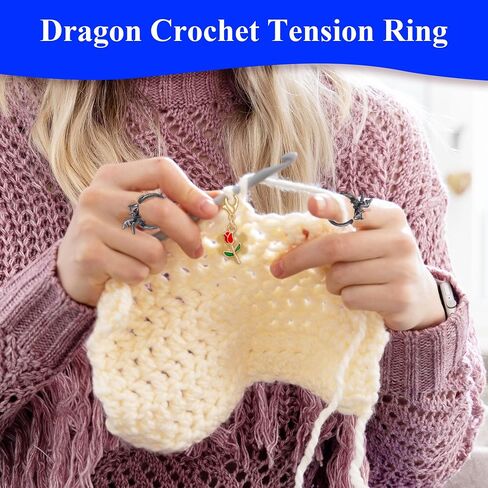 9Pcs Portable Crochet Tension Rings 30Pcs Stitch Markers 6Pcs Large Eye Plastic Sewing Needles with Storage Box,Adjustable Open Crochet Ring for Finger Open Knitting Loops for Sewing Crafts(45 Pack) in Kuwait