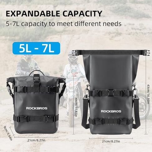 ROCKBROS دراجة نارية الوفير حقيبة 5-7L مقاوم للماء دراجة نارية الذيل حقيبة موتو السرج حقيبة مع حزام الكتف دراجة نارية أكياس الجافة حقيبة الأمتعة in Kuwait