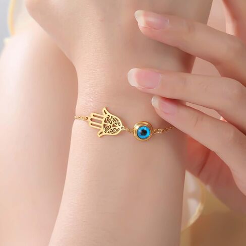 EUEAVAN Hamsa Bracelet Hand of Fatima Bracelet Adjustable Beaded Couple Bracelets Kabbalah Fatima Hand Amulet Jewelry Handmade Braided Rope Lucky Red String Bracelet in Kuwait