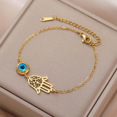 EUEAVAN Hamsa Bracelet Hand of Fatima Bracelet Adjustable Beaded Couple Bracelets Kabbalah Fatima Hand Amulet Jewelry Handmade Braided Rope Lucky Red String Bracelet in Kuwait