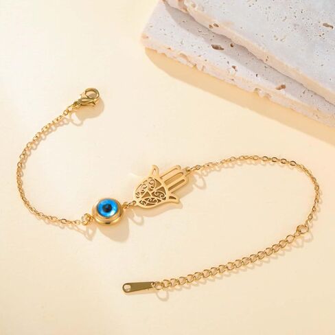 EUEAVAN Hamsa Bracelet Hand of Fatima Bracelet Adjustable Beaded Couple Bracelets Kabbalah Fatima Hand Amulet Jewelry Handmade Braided Rope Lucky Red String Bracelet in Kuwait