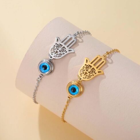 EUEAVAN Hamsa Bracelet Hand of Fatima Bracelet Adjustable Beaded Couple Bracelets Kabbalah Fatima Hand Amulet Jewelry Handmade Braided Rope Lucky Red String Bracelet in Kuwait