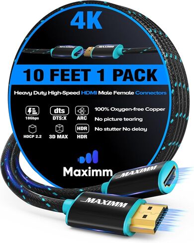 4k Hdmi Cable 3ft, Hdmi Extender Cable Male to Female Hdmi Cord, Hdmi 2.0 Cable 120Hz Short Hdmi Cable (3ft) in Saudi Arabia