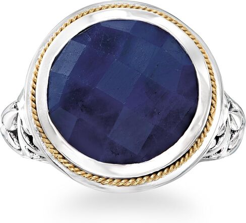 Ross-Simons 15.00 Carat Sapphire Bali-Style Ring in Sterling Silver and 18kt Yellow Gold in Saudi Arabia