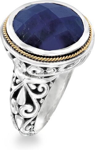 Ross-Simons 15.00 Carat Sapphire Bali-Style Ring in Sterling Silver and 18kt Yellow Gold in Saudi Arabia