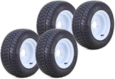 LIBRA Golf Cart Tire Wheel Assembly 205/50-10 4-Ply w/ 4 Lugs on 4" PCD White Wheel, Set 4-14002 in Saudi Arabia