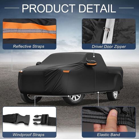 X AUTOHAUX Car Cover Outdoor Waterproof Sun Rain Snow Hail Protection with Left Side Door Zipper Aluminum Film for Honda Ridgeline in Saudi Arabia