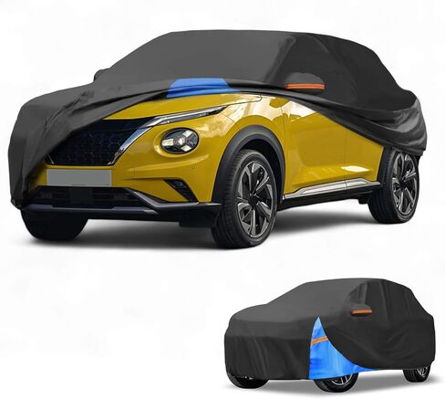 All-Weather Waterproof Car Cover - UV-Resistant Outdoor Full Exterior Protection for Nissan Juke 2001-2023 210D-PU Black Blue with Right Side Zipper in Saudi Arabia