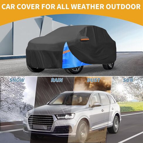 All-Weather Waterproof Car Cover - UV-Resistant Outdoor Full Exterior Protection for Nissan Juke 2001-2023 210D-PU Black Blue with Right Side Zipper in Saudi Arabia
