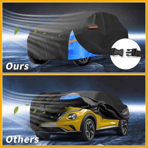 All-Weather Waterproof Car Cover - UV-Resistant Outdoor Full Exterior Protection for Nissan Juke 2001-2023 210D-PU Black Blue with Right Side Zipper in Saudi Arabia