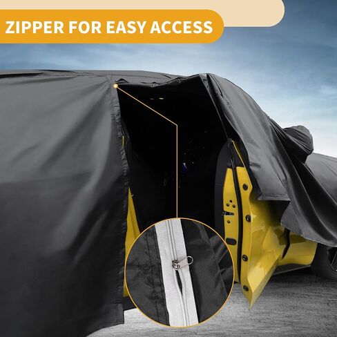 All-Weather Waterproof Car Cover - UV-Resistant Outdoor Full Exterior Protection for Nissan Juke 2001-2023 210D-PU Black Blue with Right Side Zipper in Saudi Arabia