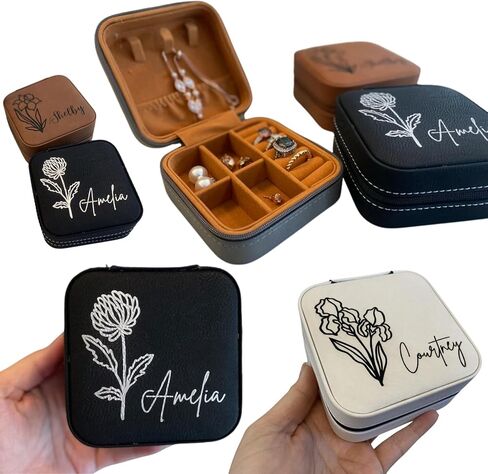 Personalized Travel Jewelry Box, Jewelry Organizer, Gift for Her, Gifts for Women and Girls, Storage for Rings, Necklaces, Bracelets, Earrings, Mini Travel Case in Saudi Arabia