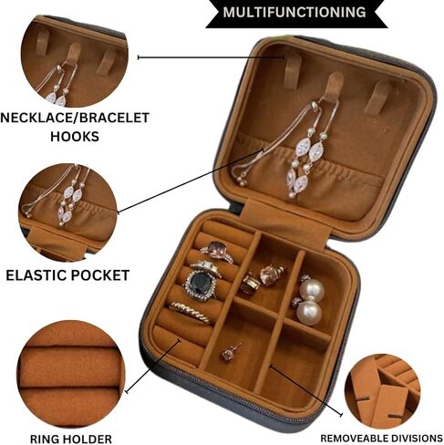 Personalized Travel Jewelry Box, Jewelry Organizer, Gift for Her, Gifts for Women and Girls, Storage for Rings, Necklaces, Bracelets, Earrings, Mini Travel Case in Saudi Arabia