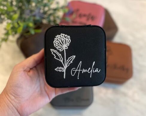Personalized Travel Jewelry Box, Jewelry Organizer, Gift for Her, Gifts for Women and Girls, Storage for Rings, Necklaces, Bracelets, Earrings, Mini Travel Case in Saudi Arabia