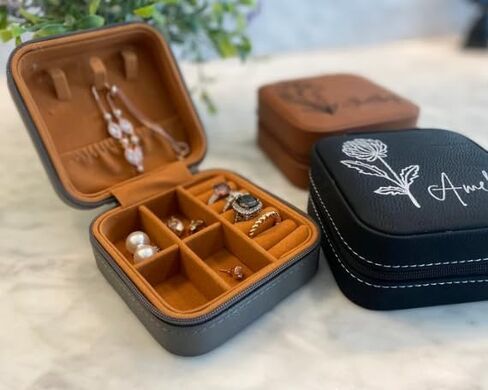 Personalized Travel Jewelry Box, Jewelry Organizer, Gift for Her, Gifts for Women and Girls, Storage for Rings, Necklaces, Bracelets, Earrings, Mini Travel Case in Saudi Arabia