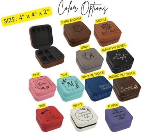 Personalized Travel Jewelry Box, Jewelry Organizer, Gift for Her, Gifts for Women and Girls, Storage for Rings, Necklaces, Bracelets, Earrings, Mini Travel Case in Saudi Arabia