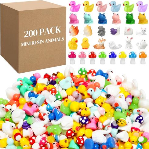 Barydat 200 Pieces Mini Resin Animals Figures Tiny Resin Miniatures Toys Garden Accessories for Pranks Hide Party Favor Gifts Crafts Aquarium Dollhouse Garden Decoration(Beach) in Kuwait