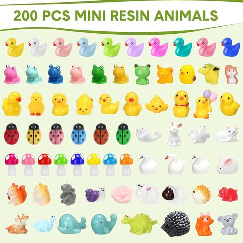 Barydat 200 Pieces Mini Resin Animals Figures Tiny Resin Miniatures Toys Garden Accessories for Pranks Hide Party Favor Gifts Crafts Aquarium Dollhouse Garden Decoration(Beach) in Kuwait