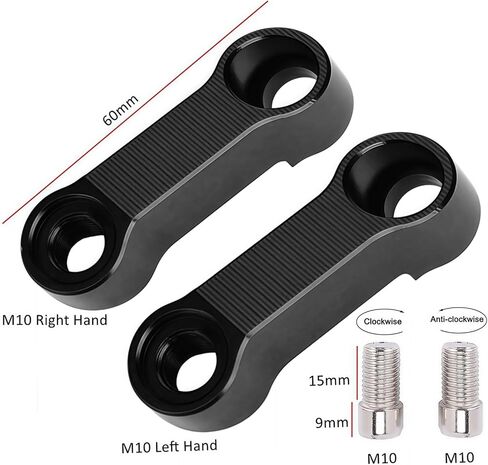 محولات تمديد مرآة الدراجة النارية 10 مم متوافقة مع Yamaha FZ09 FZ07 FZ6 FZ1N - سهلة التركيب (قطعة واحدة في اتجاه عقارب الساعة وقطعة واحدة في اتجاه عقارب الساعة) in Kuwait