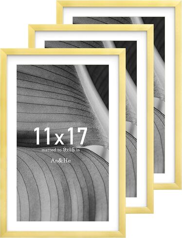 An&He 11x17 Picture Frame, Gold Photo Frame for Tabletop and Wall Display, Minimalist Design, Set of 1 in Kuwait