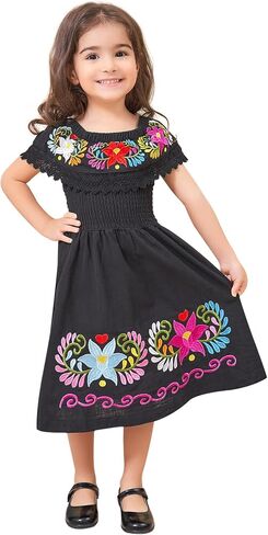 Mexican Dress for Girls Traditional Embroidered Dresses Toddler Cinco de Mayo Outfit Kids Mexican Dresses Vestidos Mexicanos in Saudi Arabia