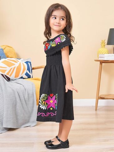 Mexican Dress for Girls Traditional Embroidered Dresses Toddler Cinco de Mayo Outfit Kids Mexican Dresses Vestidos Mexicanos in Saudi Arabia
