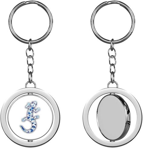 سلمندر دائري الغزل الفولاذ المقاوم للصدأ سلسلة مفاتيح معدنية سلسلة المفاتيح حلقة تصميم مزدوج الجوانب in Saudi Arabia
