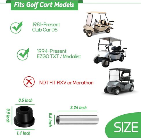 Golf Cart Rear Leaf Spring Bushing Kit for 1994-Up EZGO TXT/Medalist and 1981-Up Club Car DS Gas/Electric, Replace Polyurethane Bushing and Sleeves OEM # 70289-G01 70291-G02 1015583 1012303 in Saudi Arabia