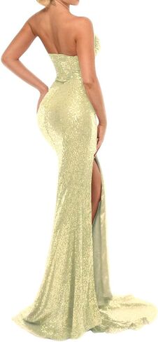 Women's Mermaid Evening Dress With Slit Sequins Prom Gown in Kuwait