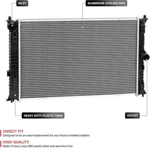 DNA MOTORING Front OE Style Aluminum Radiator Compatible With Ford Fusion 2010-2012, MKZ 2011-2012, Milan 2010-2011, CU13125, BH6Z8005B, OEM-RA-13125 in Saudi Arabia