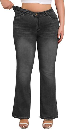 Arolina Plus Size Jeans for Women Fall Trendy High Waisted Flared Bell Bottom Bootcut Tummy Control Plus Denim Jeans in Kuwait