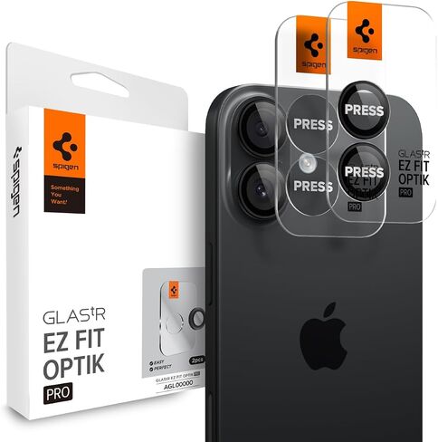 واقي شاشة لعدسة الكاميرا من Spigen [GlasTR EZ Fit Optik Pro] مصمم لهاتف iPhone 16 Plus/iPhone 16 [صديق للحافظة] - أسود [عبوة من قطعتين] in Saudi Arabia